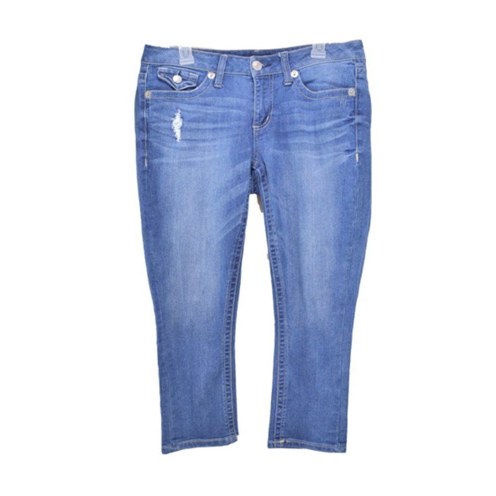 Seven 7 Skinny Cropped Distressed Jeans